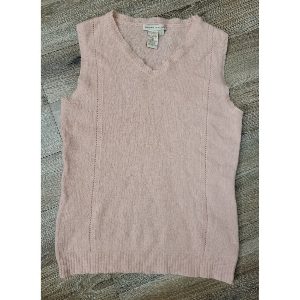 Maxazria Peach Women's LARGE Cashmere Sweater Vest V Neck Pullover